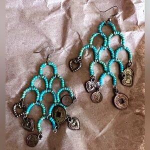 🎁Beaded turquoise chandelier earrings